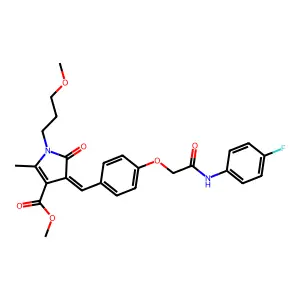 methyl (4Z)-4-(4-{2-[(4-fluorophenyl)amino]-2-oxoethoxy}benzylidene)-1-(3-methoxypropyl)-2-methyl-5-oxo-4,5-dihydro-1H-pyrrole-3-carboxylate structure