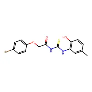 2-(4-bromophenoxy)-N-[(2-hydroxy-5-methylanilino)-sulfanylidenemethyl]acetamide structure