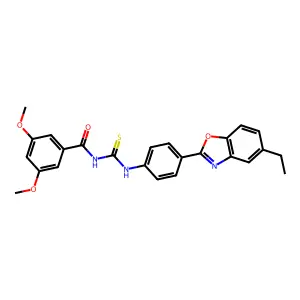 N-[[4-(5-ethyl-1,3-benzoxazol-2-yl)phenyl]carbamothioyl]-3,5-dimethoxybenzamide structure