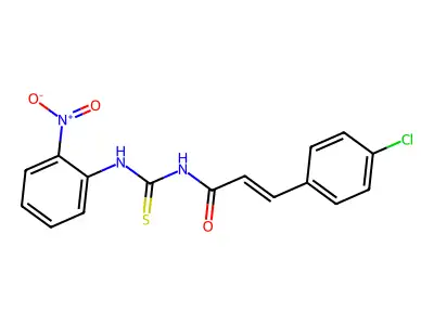 (E)-3-(4-chlorophenyl)-N-[(2-nitrophenyl)carbamothioyl]prop-2-enamide structure