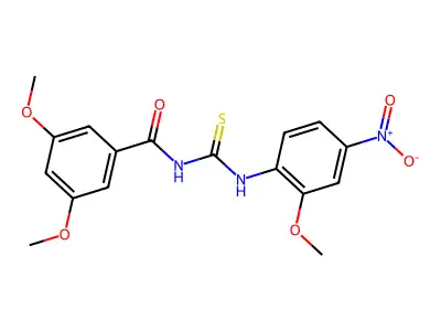 3,5-dimethoxy-N-[(2-methoxy-4-nitrophenyl)carbamothioyl]benzamide structure