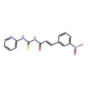 (E)-3-(3-nitrophenyl)-N-(pyridin-2-ylcarbamothioyl)prop-2-enamide structure