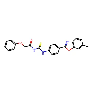 N-[[4-(6-methyl-1,3-benzoxazol-2-yl)phenyl]carbamothioyl]-2-phenoxyacetamide structure