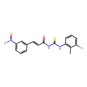 (E)-N-[(3-chloro-2-methylphenyl)carbamothioyl]-3-(3-nitrophenyl)prop-2-enamide structure