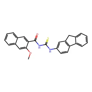 N-(9H-fluoren-2-ylcarbamothioyl)-3-methoxynaphthalene-2-carboxamide structure