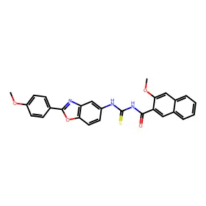 3-methoxy-N-[[2-(4-methoxyphenyl)-1,3-benzoxazol-5-yl]carbamothioyl]naphthalene-2-carboxamide structure