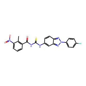 N-[[2-(4-fluorophenyl)benzotriazol-5-yl]carbamothioyl]-2-methyl-3-nitrobenzamide structure