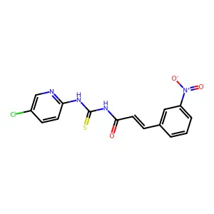 (E)-N-[(5-chloropyridin-2-yl)carbamothioyl]-3-(3-nitrophenyl)prop-2-enamide structure