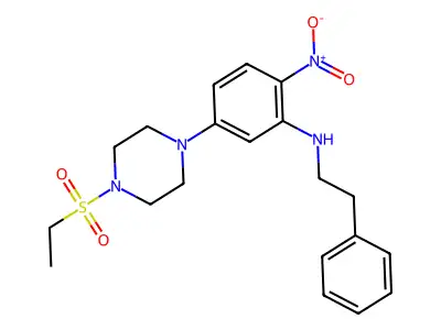 1-(Ethylsulfonyl)-4-{4-nitro-3-[(2-phenylethyl)amino]phenyl}piperazine structure