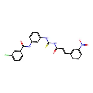 3-chloro-N-[3-({[(2E)-3-(3-nitrophenyl)prop-2-enoyl]carbamothioyl}amino)phenyl]benzamide structure