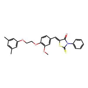 (5Z)-5-[[4-[2-(3,5-dimethylphenoxy)ethoxy]-3-methoxyphenyl]methylidene]-3-phenyl-2-sulfanylidene-1,3-thiazolidin-4-one structure