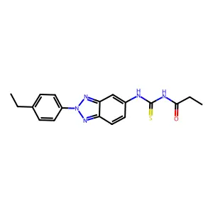 N-[[2-(4-ethylphenyl)benzotriazol-5-yl]carbamothioyl]propanamide structure