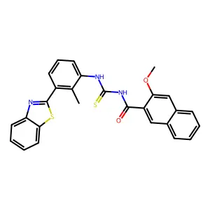N-[[3-(1,3-benzothiazol-2-yl)-2-methylphenyl]carbamothioyl]-3-methoxynaphthalene-2-carboxamide structure