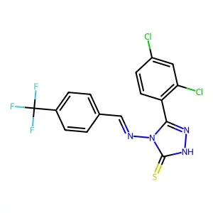 5-(2,4-dichlorophenyl)-4-{[4-(trifluoromethyl)benzylidene]amino}-4H-1,2,4-triazole-3-thiol structure
