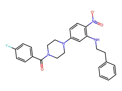 (4-fluorophenyl)-[4-[4-nitro-3-(phenethylamino)phenyl]piperazin-1-yl]methanone structure