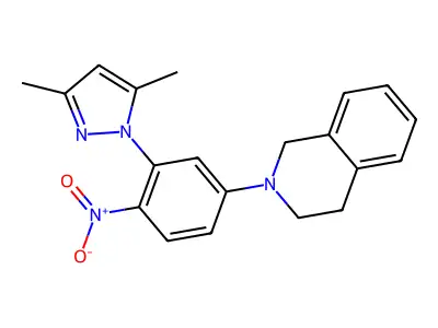 2-[3-(3,5-dimethylpyrazol-1-yl)-4-nitrophenyl]-3,4-dihydro-1H-isoquinoline structure