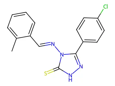 5-(4-chlorophenyl)-4-{[(E)-(2-methylphenyl)methylidene]amino}-4H-1,2,4-triazole-3-thiol structure