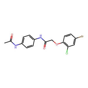 N-(4-acetamidophenyl)-2-(4-bromo-2-chlorophenoxy)acetamide structure