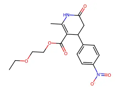 2-ethoxyethyl 2-methyl-4-(4-nitrophenyl)-6-oxo-1,4,5,6-tetrahydropyridine-3-carboxylate structure