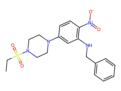 N-benzyl-5-(4-ethylsulfonylpiperazin-1-yl)-2-nitroaniline structure