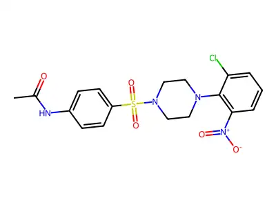 N-[4-[4-(2-chloro-6-nitrophenyl)piperazin-1-yl]sulfonylphenyl]acetamide structure