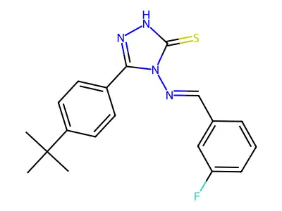 5-(4-tert-butylphenyl)-4-{[(E)-(3-fluorophenyl)methylidene]amino}-4H-1,2,4-triazole-3-thiol structure