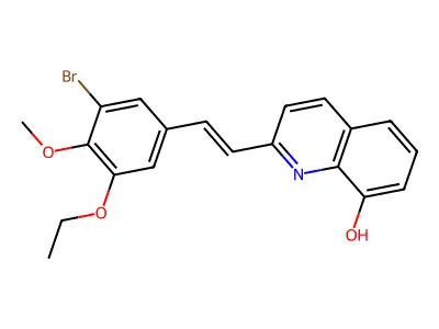 2-[(E)-2-(3-bromo-5-ethoxy-4-methoxyphenyl)ethenyl]quinolin-8-ol structure