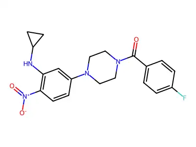 [4-[3-(Cyclopropylamino)-4-nitrophenyl]piperazin-1-yl]-(4-fluorophenyl)methanone structure