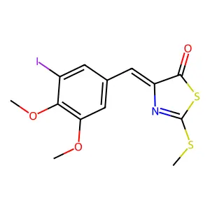 (4Z)-4-(3-Iodo-4,5-dimethoxybenzylidene)-2-(methylthio)-1,3-thiazol-5(4H)-one structure