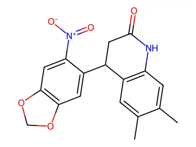 3,4-Dihydro-6,7-dimethyl-4-(6-nitro-1,3-benzodioxol-5-yl)-2(1H)-quinolinone structure