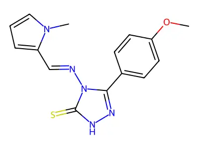 3-(4-methoxyphenyl)-4-[(E)-(1-methylpyrrol-2-yl)methylideneamino]-1H-1,2,4-triazole-5-thione structure