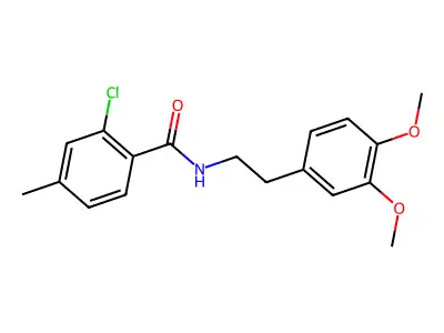 2-chloro-N-[2-(3,4-dimethoxyphenyl)ethyl]-4-methylbenzamide structure