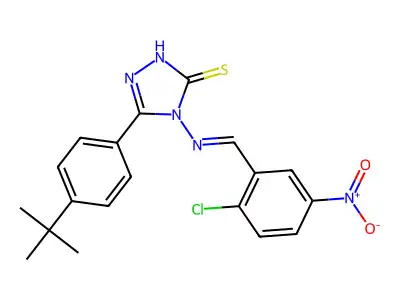 5-(4-tert-butylphenyl)-4-{[(E)-(2-chloro-5-nitrophenyl)methylidene]amino}-4H-1,2,4-triazole-3-thiol structure