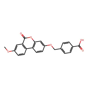 4-{[(8-methoxy-6-oxo-6H-benzo[c]chromen-3-yl)oxy]methyl}benzoic acid structure