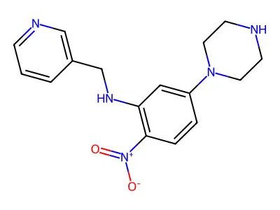 N-(2-nitro-5-piperazin-1-ylphenyl)-N-(pyridin-3-ylmethyl)amine structure