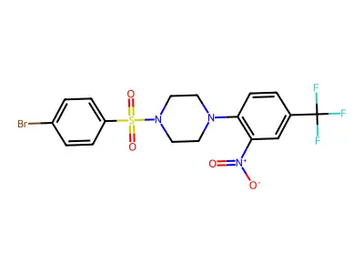 1-(4-Bromophenyl)sulfonyl-4-[2-nitro-4-(trifluoromethyl)phenyl]piperazine structure