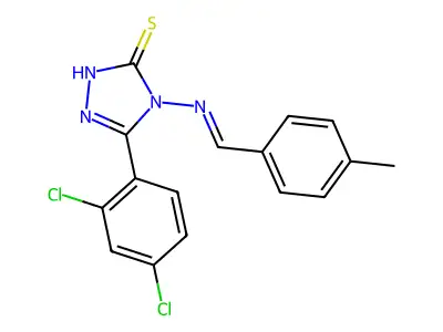 (E)-5-(2,4-dichlorophenyl)-4-((4-methylbenzylidene)amino)-4H-1,2,4-triazole-3-thiol structure