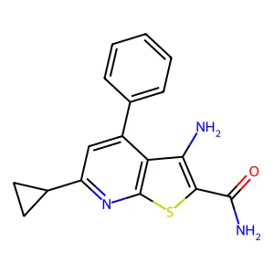 3-Amino-6-cyclopropyl-4-phenylthieno[2,3-b]pyridine-2-carboxamide structure