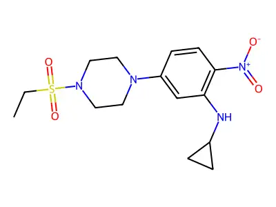 N-cyclopropyl-5-(4-ethylsulfonylpiperazin-1-yl)-2-nitroaniline structure