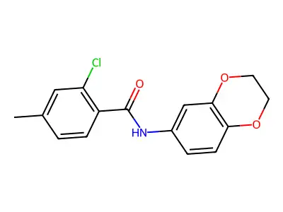 2-chloro-N-(2,3-dihydro-1,4-benzodioxin-6-yl)-4-methylbenzamide structure