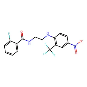2-fluoro-N-(2-{[4-nitro-2-(trifluoromethyl)phenyl]amino}ethyl)benzamide structure