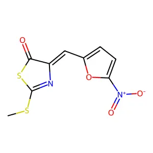 (4Z)-2-methylsulfanyl-4-[(5-nitrofuran-2-yl)methylidene]-1,3-thiazol-5-one structure