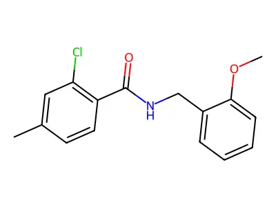 2-chloro-N-(2-methoxybenzyl)-4-methylbenzamide structure