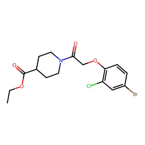 Ethyl 1-[(4-bromo-2-chlorophenoxy)acetyl]piperidine-4-carboxylate structure