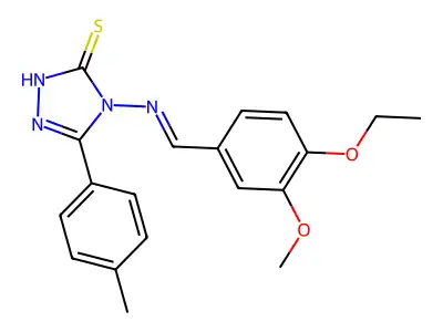 4-((4-ethoxy-3-methoxybenzylidene)amino)-5-(p-tolyl)-4H-1,2,4-triazole-3-thiol structure