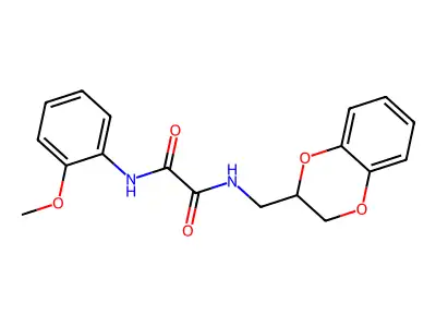 N-(2,3-dihydro-1,4-benzodioxin-3-ylmethyl)-N'-(2-methoxyphenyl)oxamide structure