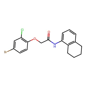 2-(4-bromo-2-chlorophenoxy)-N-(5,6,7,8-tetrahydronaphthalen-1-yl)acetamide structure