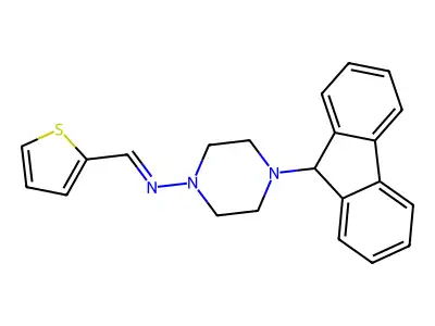 N-[4-(9H-fluoren-9-yl)piperazin-1-yl]-1-thiophen-2-ylmethanimine structure