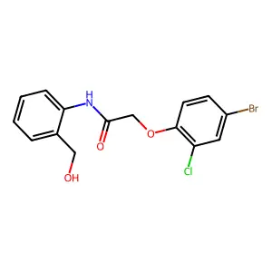 2-(4-bromo-2-chlorophenoxy)-N-[2-(hydroxymethyl)phenyl]acetamide structure
