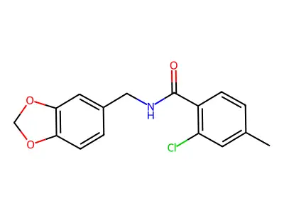 N-(1,3-benzodioxol-5-ylmethyl)-2-chloro-4-methylbenzamide structure